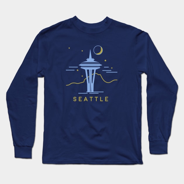 Seattle at night Long Sleeve T-Shirt by luckybengal